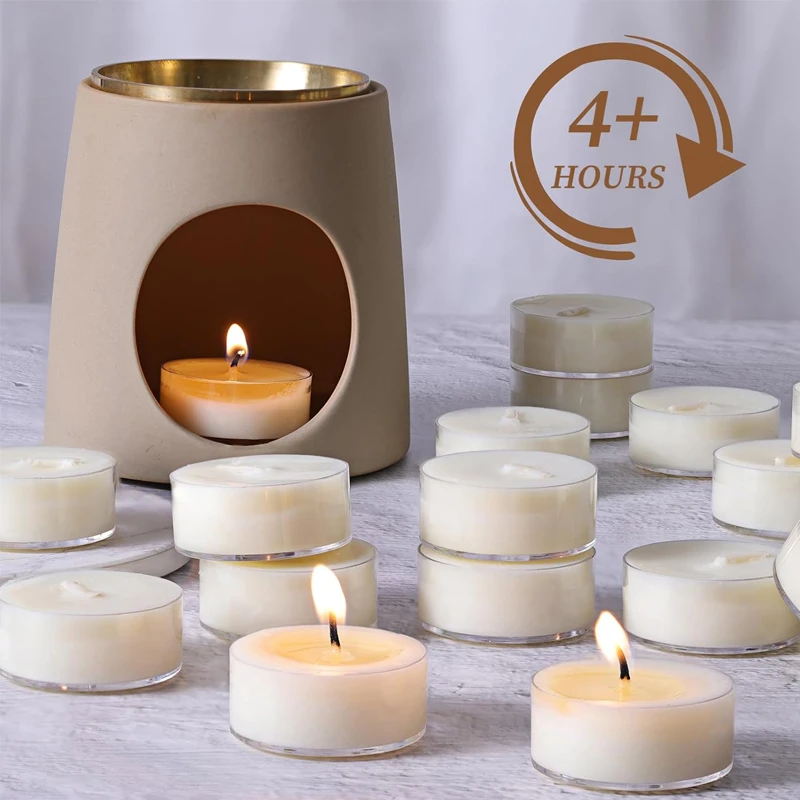 White Unscented Smokeless Clear Cup Tea Lights Tealight Candles For Shabbat