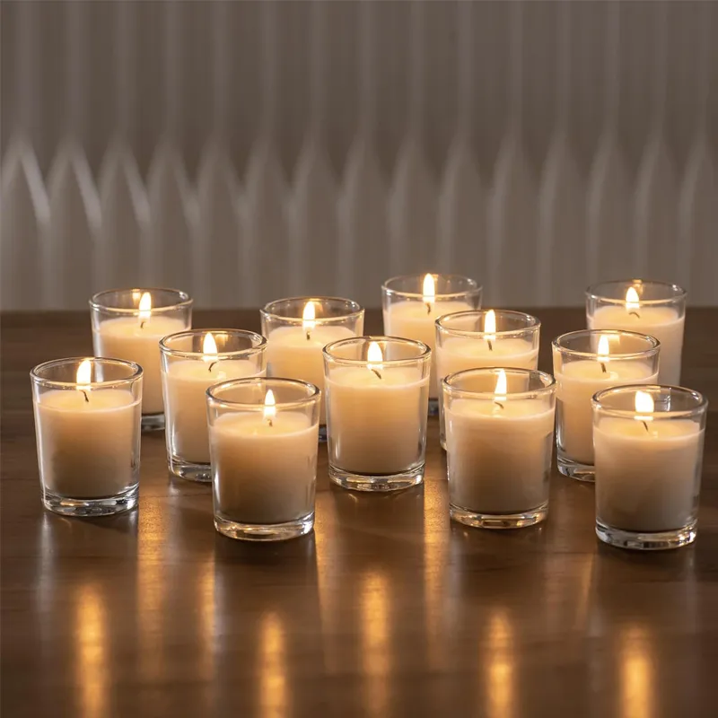 White Unscented Clear Glass Filled Votive Candles