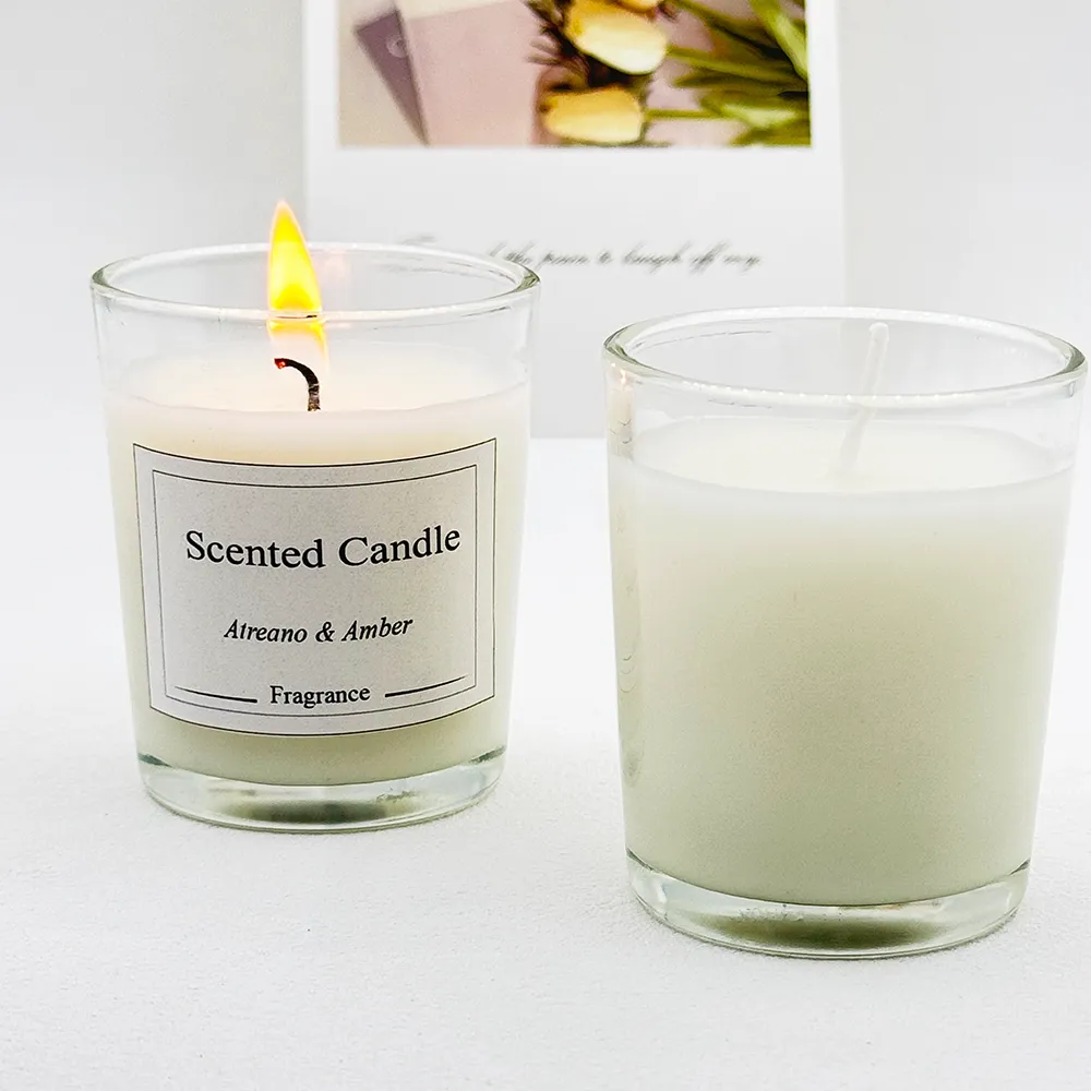 White Unscented Clear Glass Filled Votive Candles